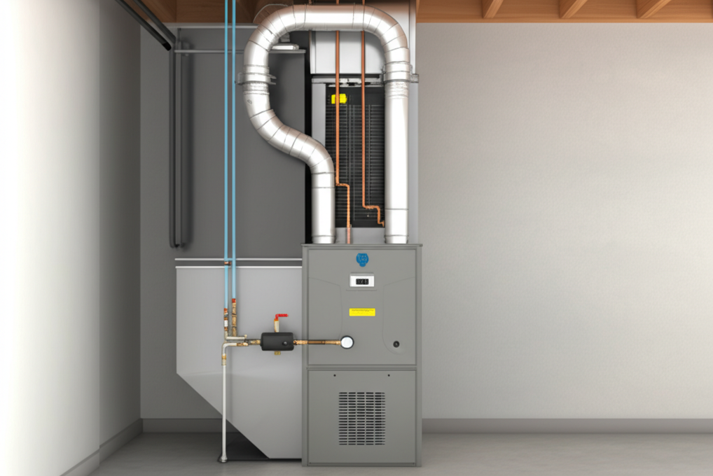 Modern home heating system installation